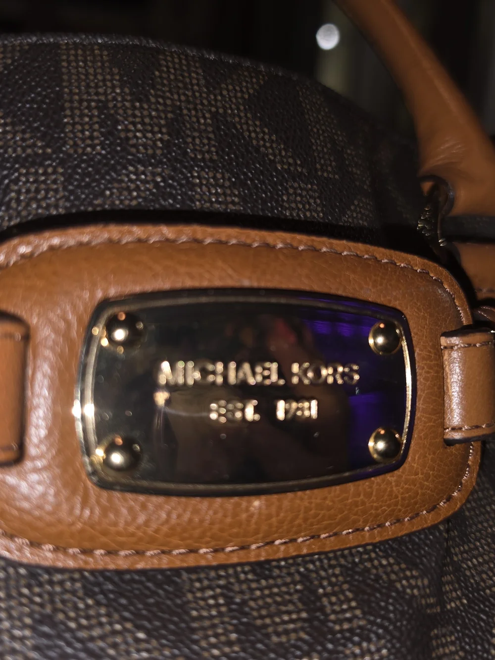 Michael Kors MK Signature Brown Satchel Tote Handbag